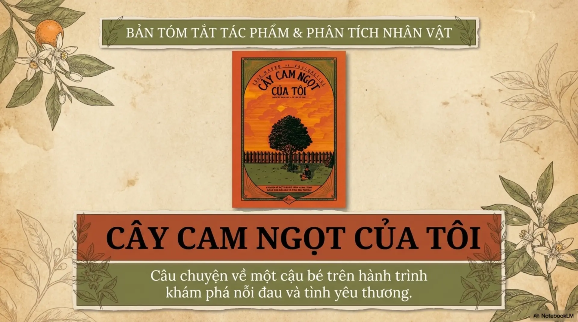 Slide Tóm tắt 1 - [Review] Cây Cam Ngọt Của Tôi: Hành Trình Khám Phá Nỗi Đau Và Tình Yêu Thương Của Chú Bé Zezé