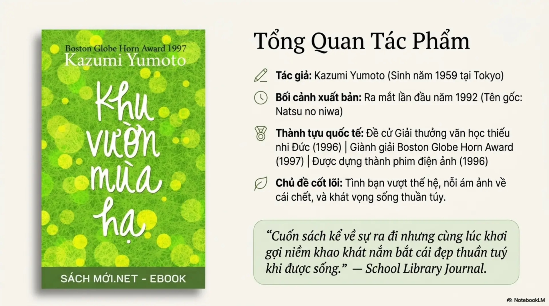 Slide Tóm tắt 2 - KHU VƯỜN MÙA HẠ - HÀNH TRÌNH ĐI TÌM SỰ SỐNG TRONG DÁNG HÌNH CÁI CHẾT