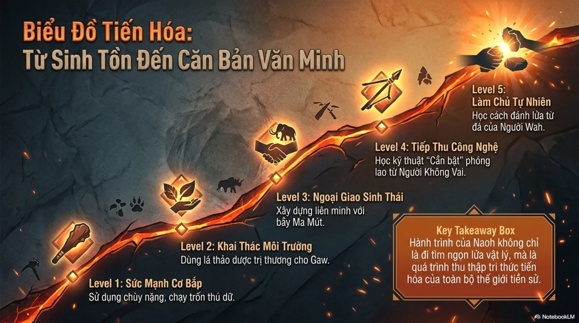 Slide Tóm tắt 10 - Đoạt Lửa: Cuộc Chiến Sinh Tồn Và Khát Vọng Ánh Sáng Của Bình Minh Nhân Loại